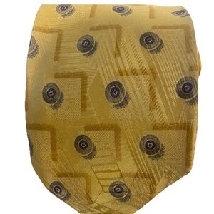 Vintage Robert Talbott Hand Sewn Gold Geometric Medallion Imported Silk Tie